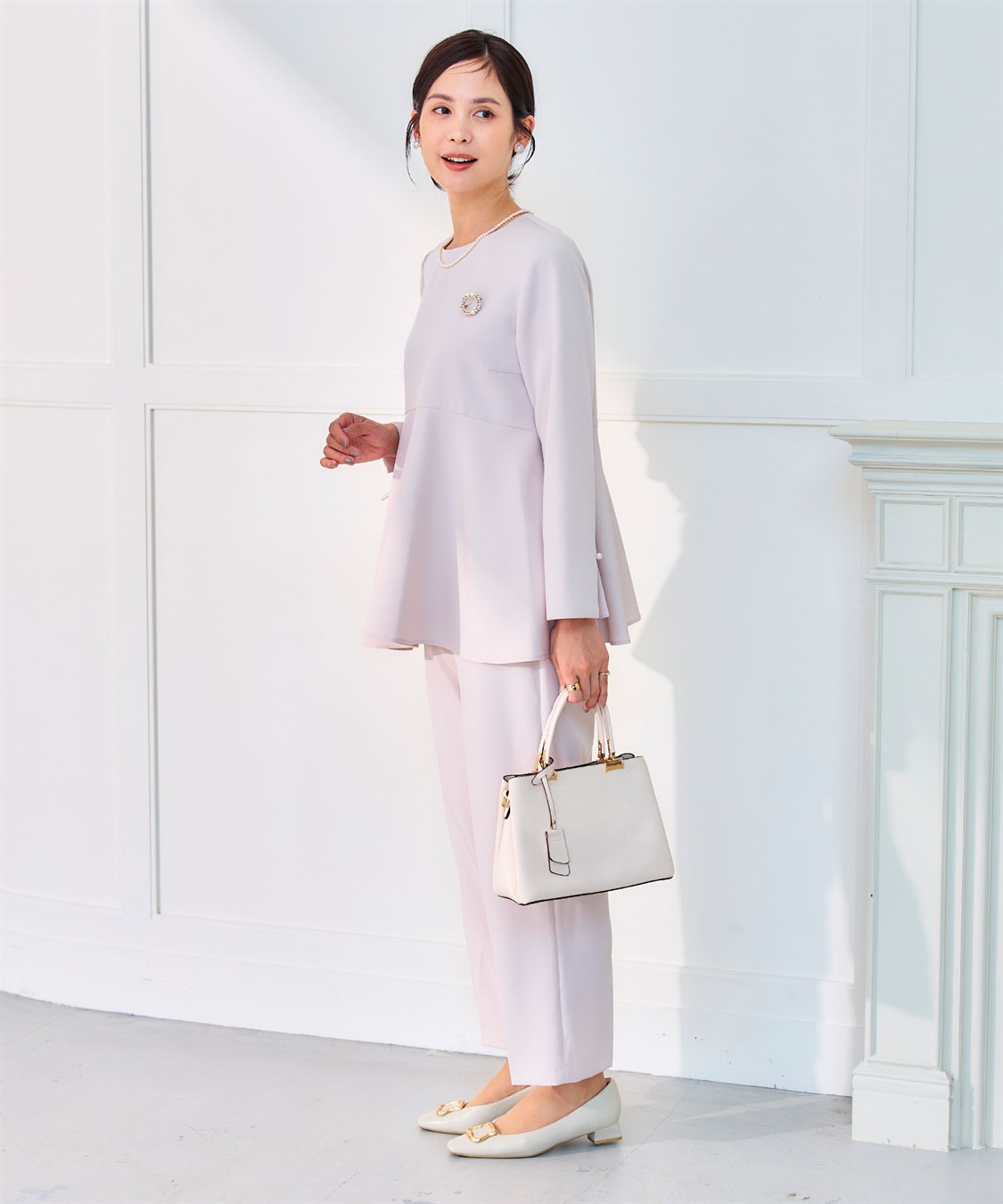 CROSS FUNCTION 《洗える・シワになりにくい》2点セット 正解 ペプラムブラウス&ワイドパンツ_sub_16