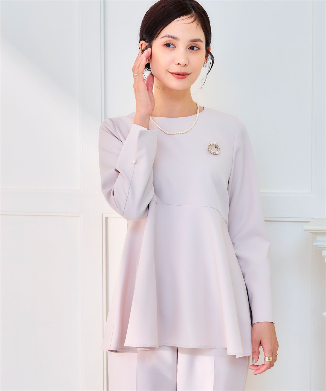 CROSS FUNCTION 《洗える・シワになりにくい》2点セット 正解 ペプラムブラウス&ワイドパンツ_sub_18