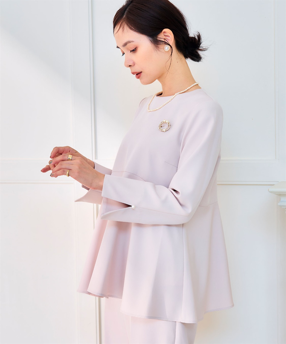 CROSS FUNCTION 《洗える・シワになりにくい》2点セット 正解 ペプラムブラウス&ワイドパンツ_sub_19