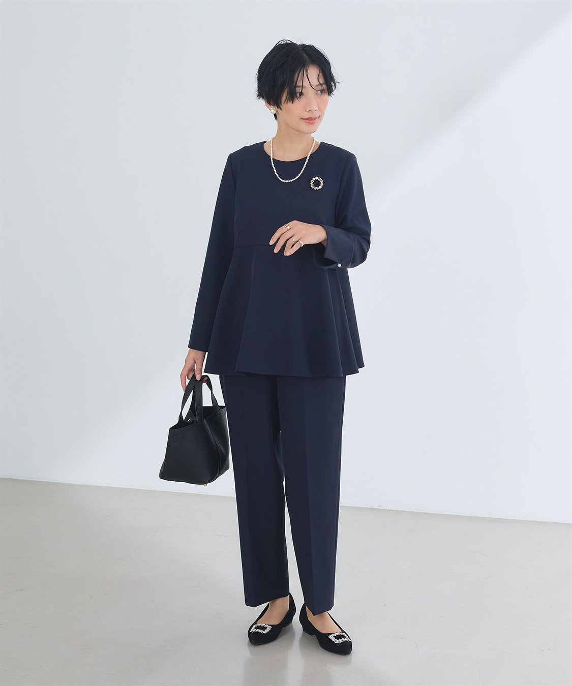 CROSS FUNCTION 《洗える・シワになりにくい》2点セット 正解 ペプラムブラウス&ワイドパンツ_sub_23