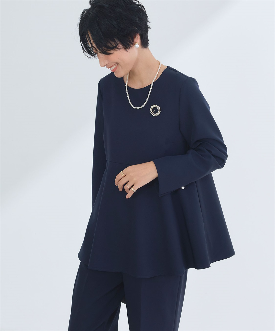 CROSS FUNCTION 《洗える・シワになりにくい》2点セット 正解 ペプラムブラウス&ワイドパンツ_sub_26