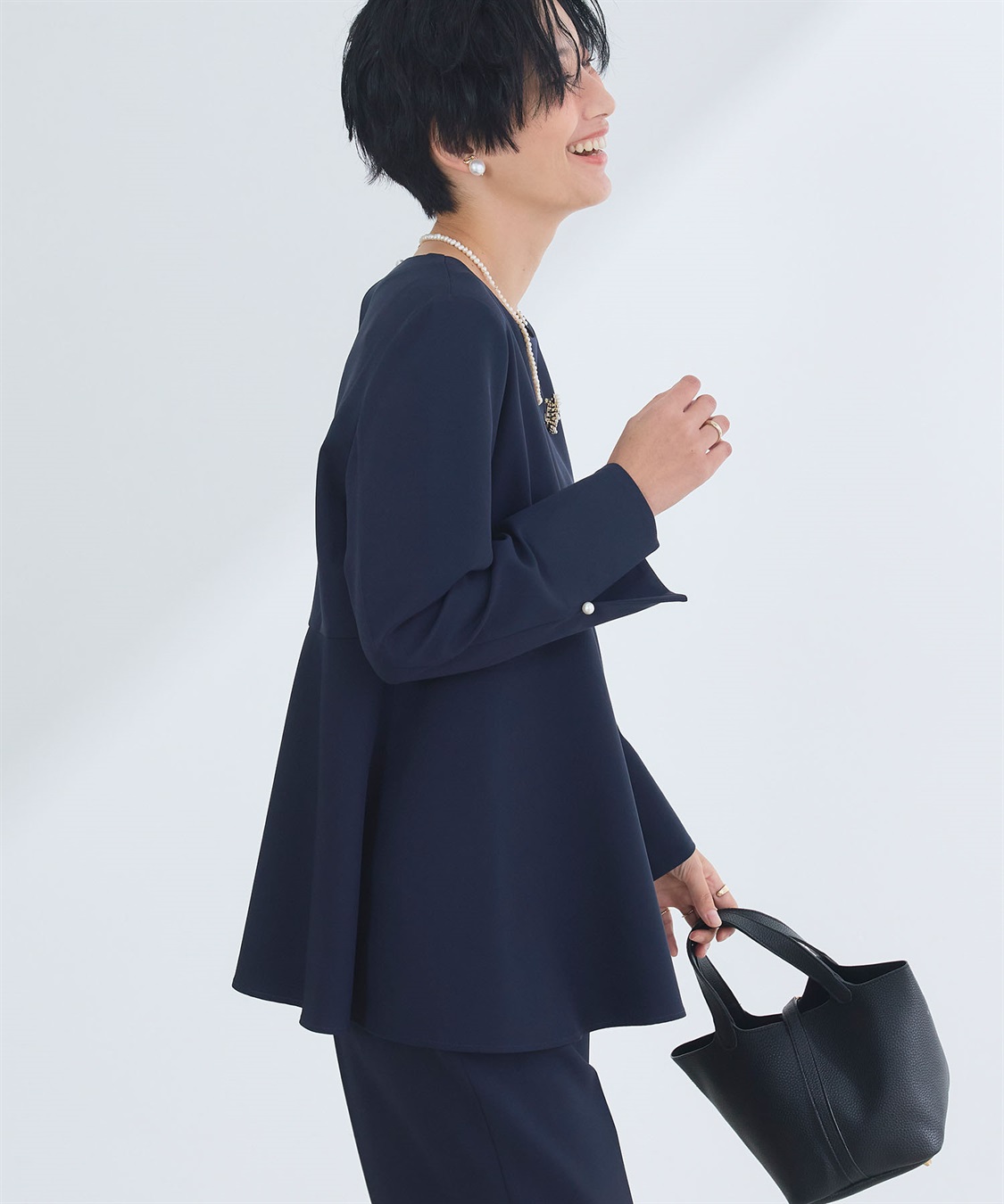 CROSS FUNCTION 《洗える・シワになりにくい》2点セット 正解 ペプラムブラウス&ワイドパンツ_sub_27