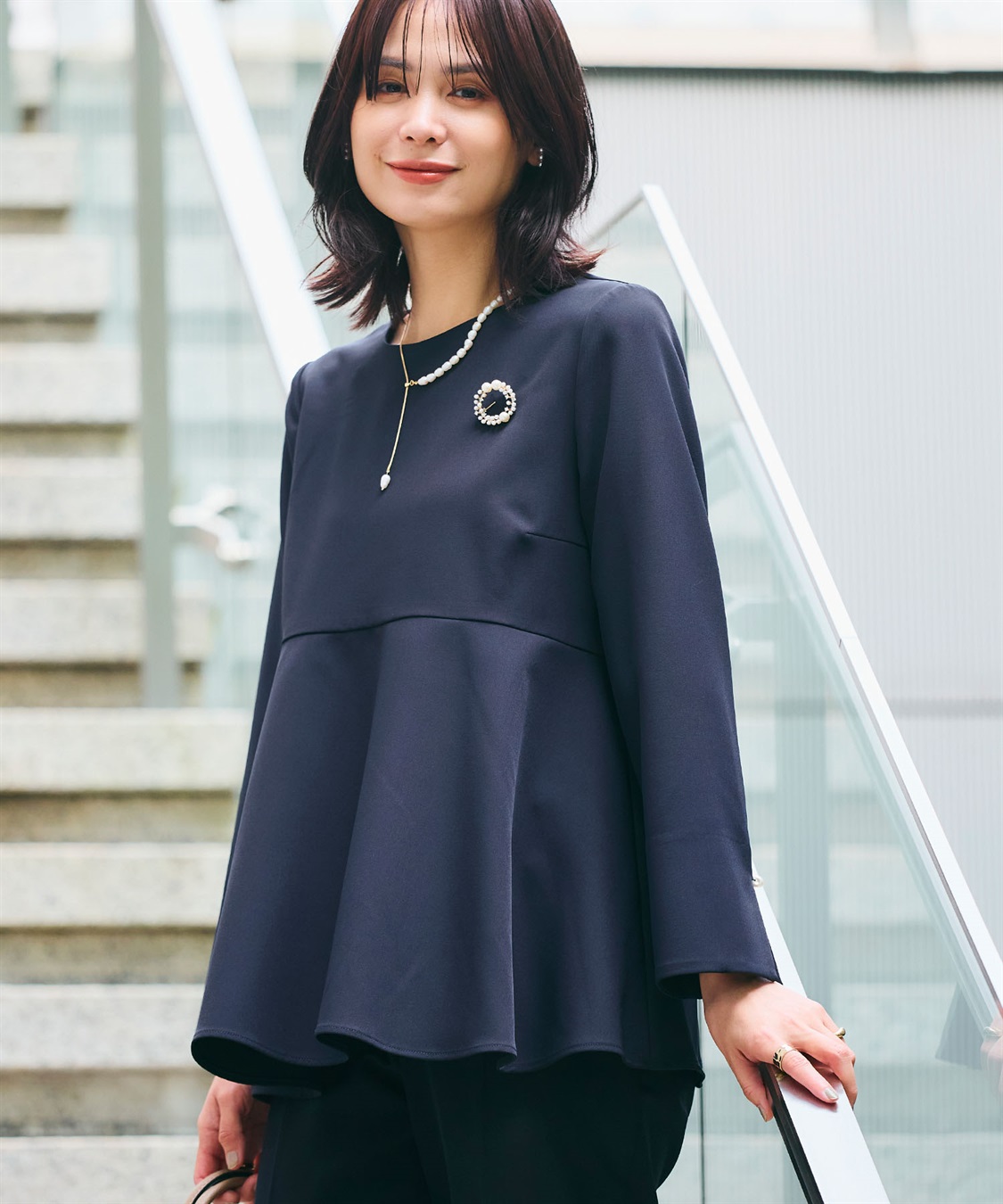 CROSS FUNCTION 《洗える・シワになりにくい》2点セット 正解 ペプラムブラウス&テーパードパンツ_sub_5