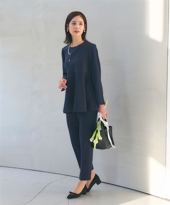 CROSS FUNCTION 《洗える・シワになりにくい》2点セット 正解 ペプラムブラウス&テーパードパンツ_subthumb_7