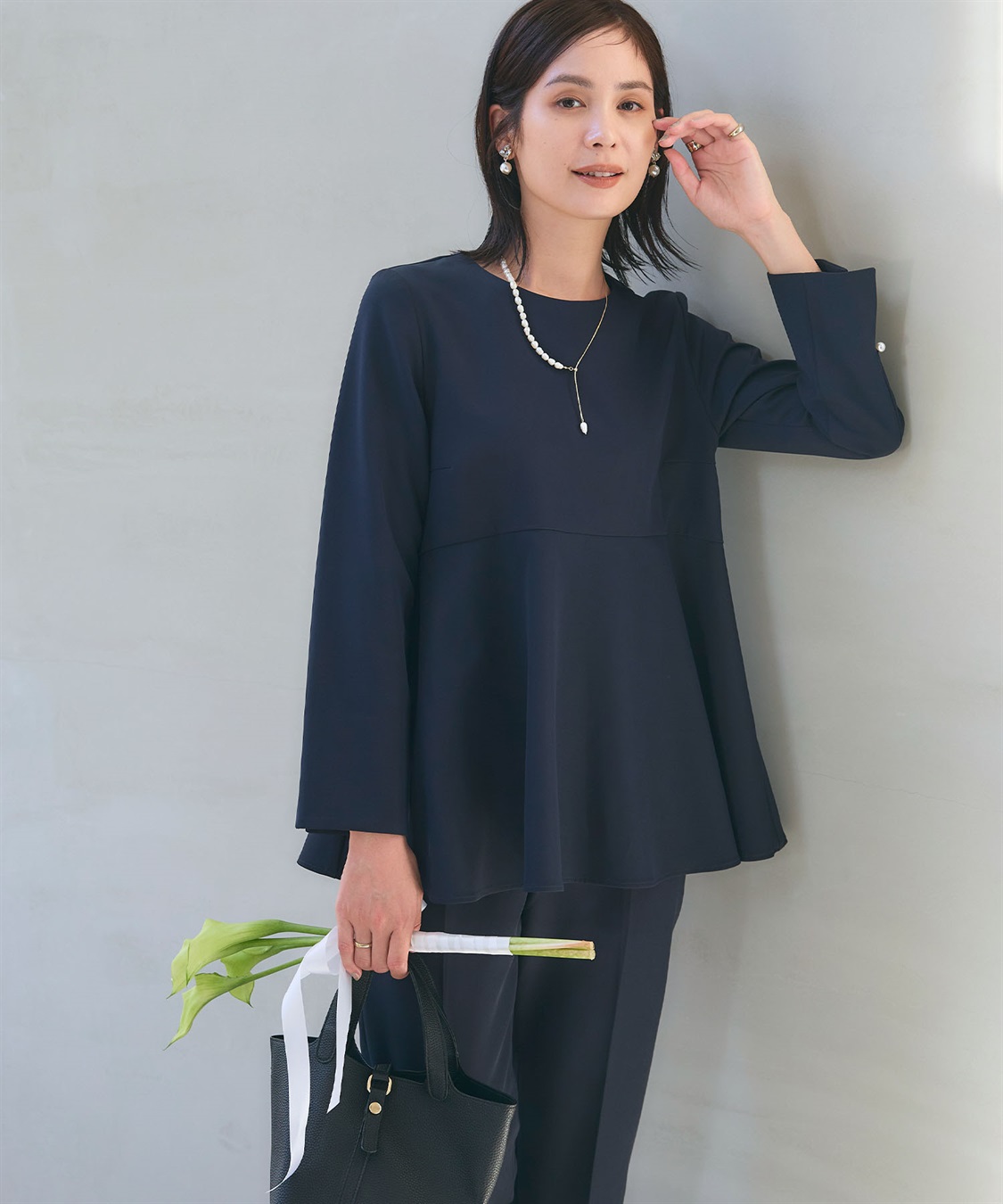 CROSS FUNCTION 《洗える・シワになりにくい》2点セット 正解 ペプラムブラウス&テーパードパンツ_sub_9