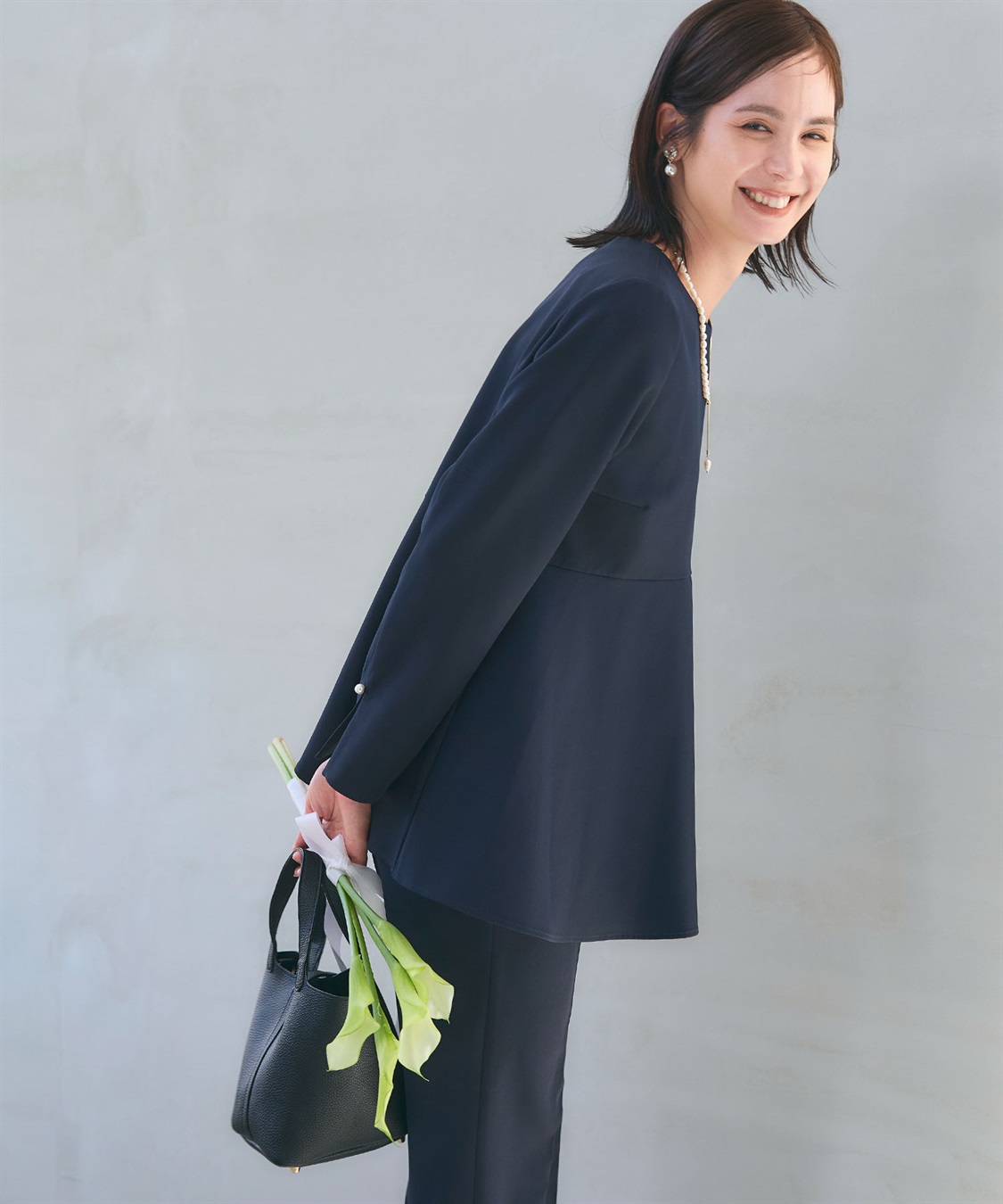 CROSS FUNCTION 《洗える・シワになりにくい》2点セット 正解 ペプラムブラウス&テーパードパンツ_sub_11