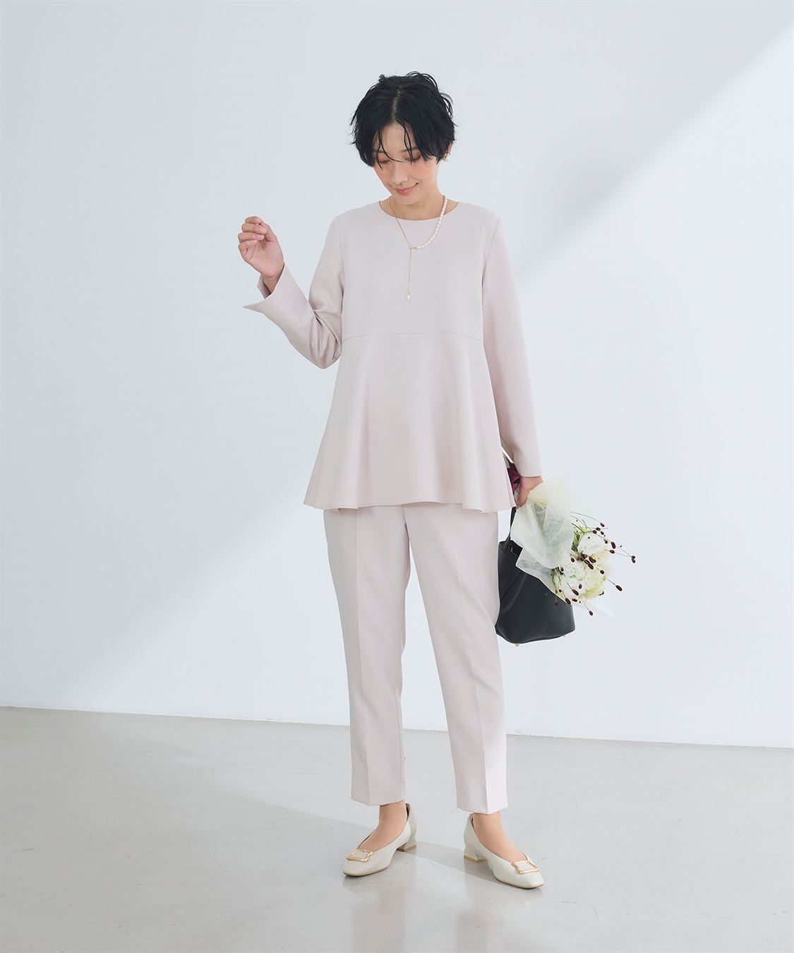 CROSS FUNCTION 《洗える・シワになりにくい》2点セット 正解 ペプラムブラウス&テーパードパンツ_sub_20