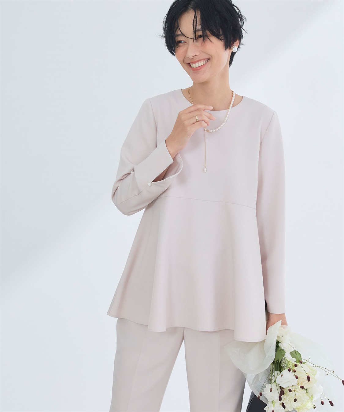 CROSS FUNCTION 《洗える・シワになりにくい》2点セット 正解 ペプラムブラウス&テーパードパンツ_sub_24