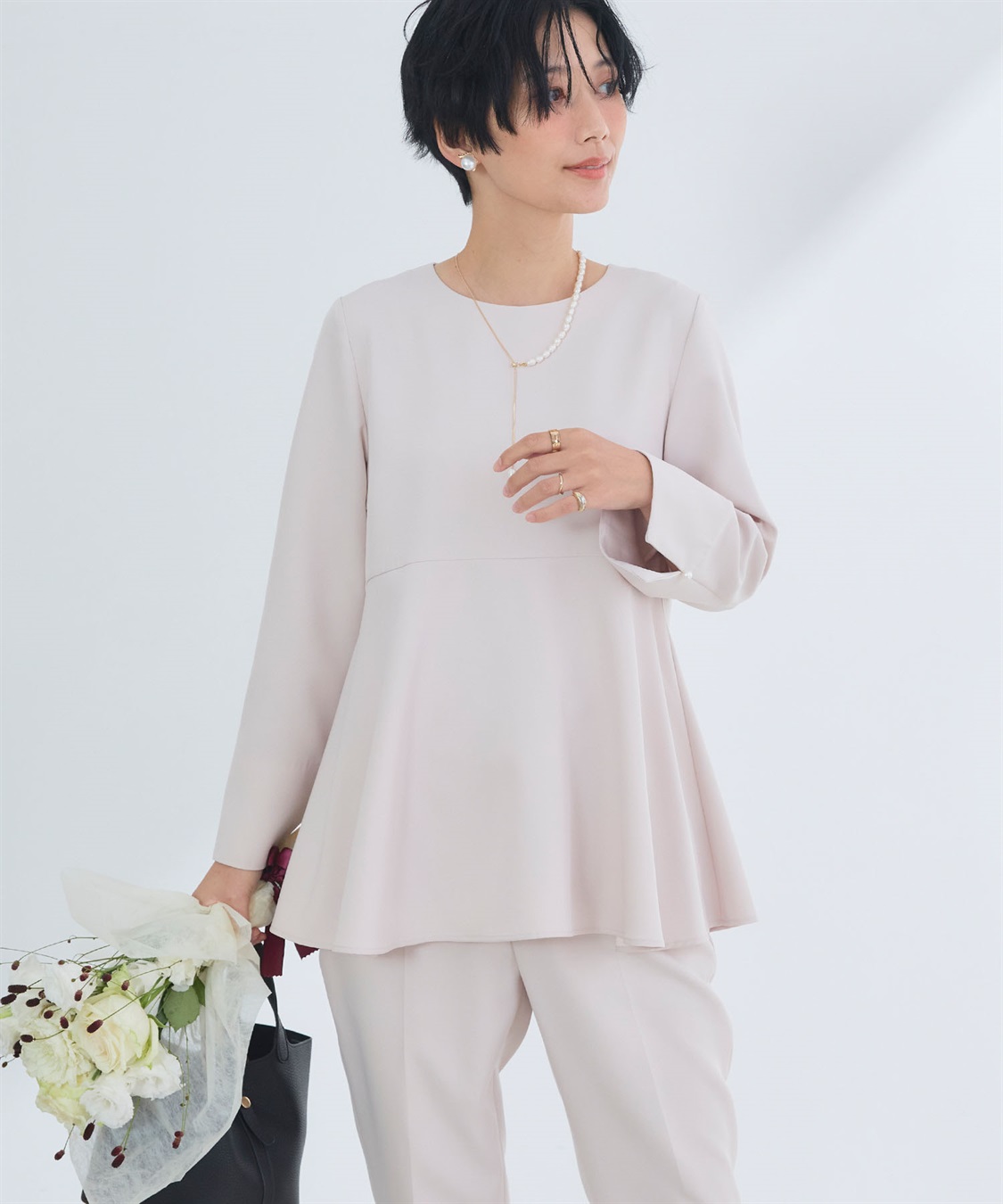 CROSS FUNCTION 《洗える・シワになりにくい》2点セット 正解 ペプラムブラウス&テーパードパンツ_sub_26