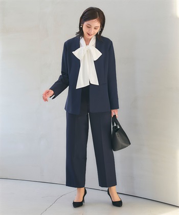 CROSS FUNCTION 《洗える・シワになりにくい》2点セット 正解 ノーカラージャケット&ワイドパンツ_subthumb_7