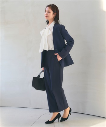 CROSS FUNCTION 《洗える・シワになりにくい》2点セット 正解 ノーカラージャケット&ワイドパンツ_subthumb_8