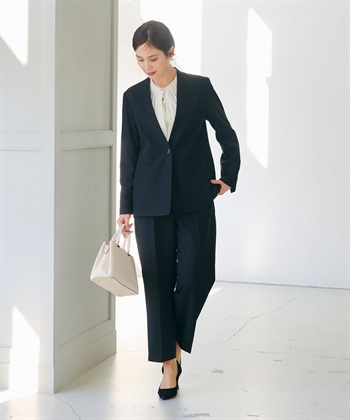 CROSS FUNCTION 《洗える・シワになりにくい》2点セット 正解 ノーカラージャケット&ワイドパンツ_subthumb_14