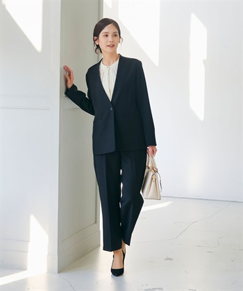 CROSS FUNCTION 《洗える・シワになりにくい》2点セット 正解 ノーカラージャケット&ワイドパンツ_subthumb_15