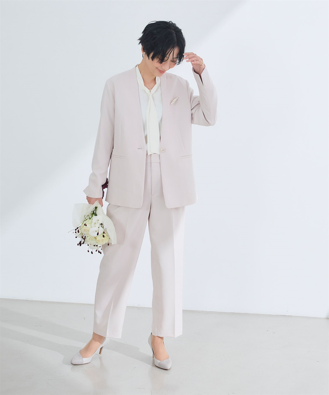 CROSS FUNCTION 《洗える・シワになりにくい》2点セット 正解 ノーカラージャケット&ワイドパンツ_sub_20