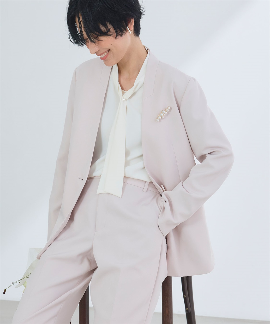 CROSS FUNCTION 《洗える・シワになりにくい》2点セット 正解 ノーカラージャケット&ワイドパンツ_sub_23