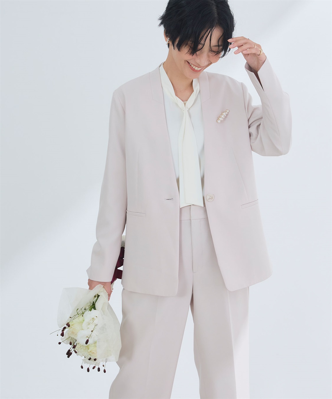 CROSS FUNCTION 《洗える・シワになりにくい》2点セット 正解 ノーカラージャケット&ワイドパンツ_sub_25