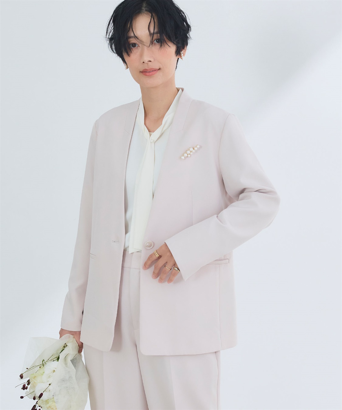 CROSS FUNCTION 《洗える・シワになりにくい》2点セット 正解 ノーカラージャケット&ワイドパンツ_sub_26