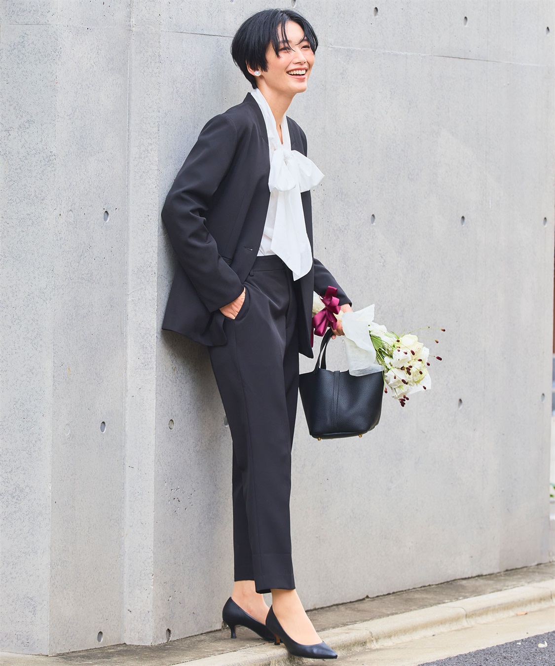 CROSS FUNCTION 《洗える・シワになりにくい》2点セット 正解 ノーカラージャケット&テーパードパンツ_sub_2