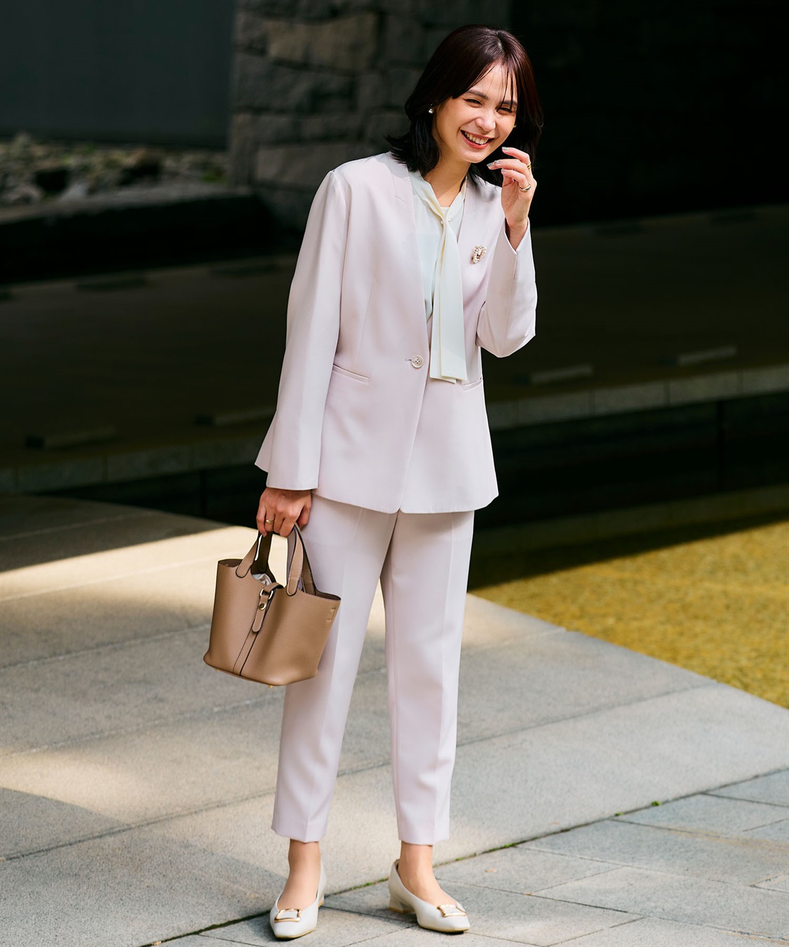 CROSS FUNCTION 《洗える・シワになりにくい》2点セット 正解 ノーカラージャケット&テーパードパンツ_sub_3