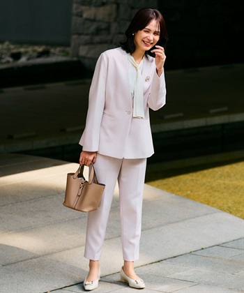 CROSS FUNCTION 《洗える・シワになりにくい》2点セット 正解 ノーカラージャケット&テーパードパンツ_subthumb_3