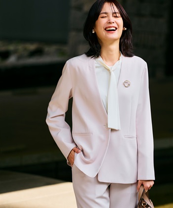 CROSS FUNCTION 《洗える・シワになりにくい》2点セット 正解 ノーカラージャケット&テーパードパンツ_subthumb_5