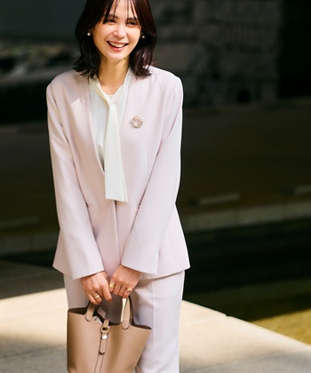 CROSS FUNCTION 《洗える・シワになりにくい》2点セット 正解 ノーカラージャケット&テーパードパンツ_subthumb_6