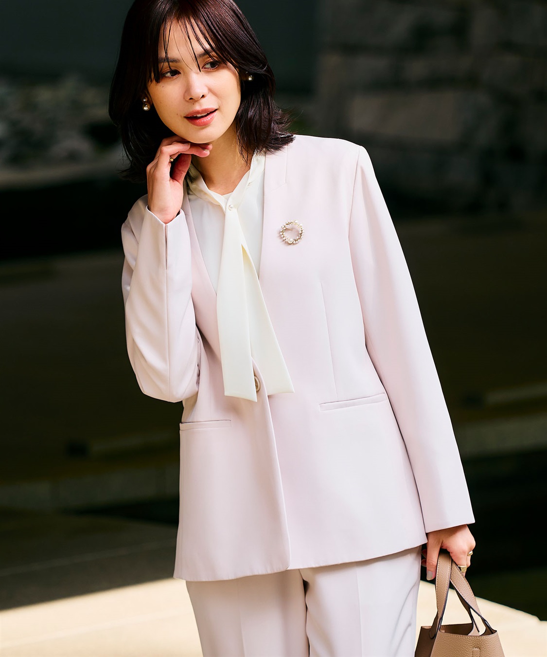 CROSS FUNCTION 《洗える・シワになりにくい》2点セット 正解 ノーカラージャケット&テーパードパンツ_sub_7