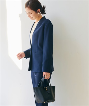 CROSS FUNCTION 《洗える・シワになりにくい》2点セット 正解 ノーカラージャケット&テーパードパンツ_subthumb_18