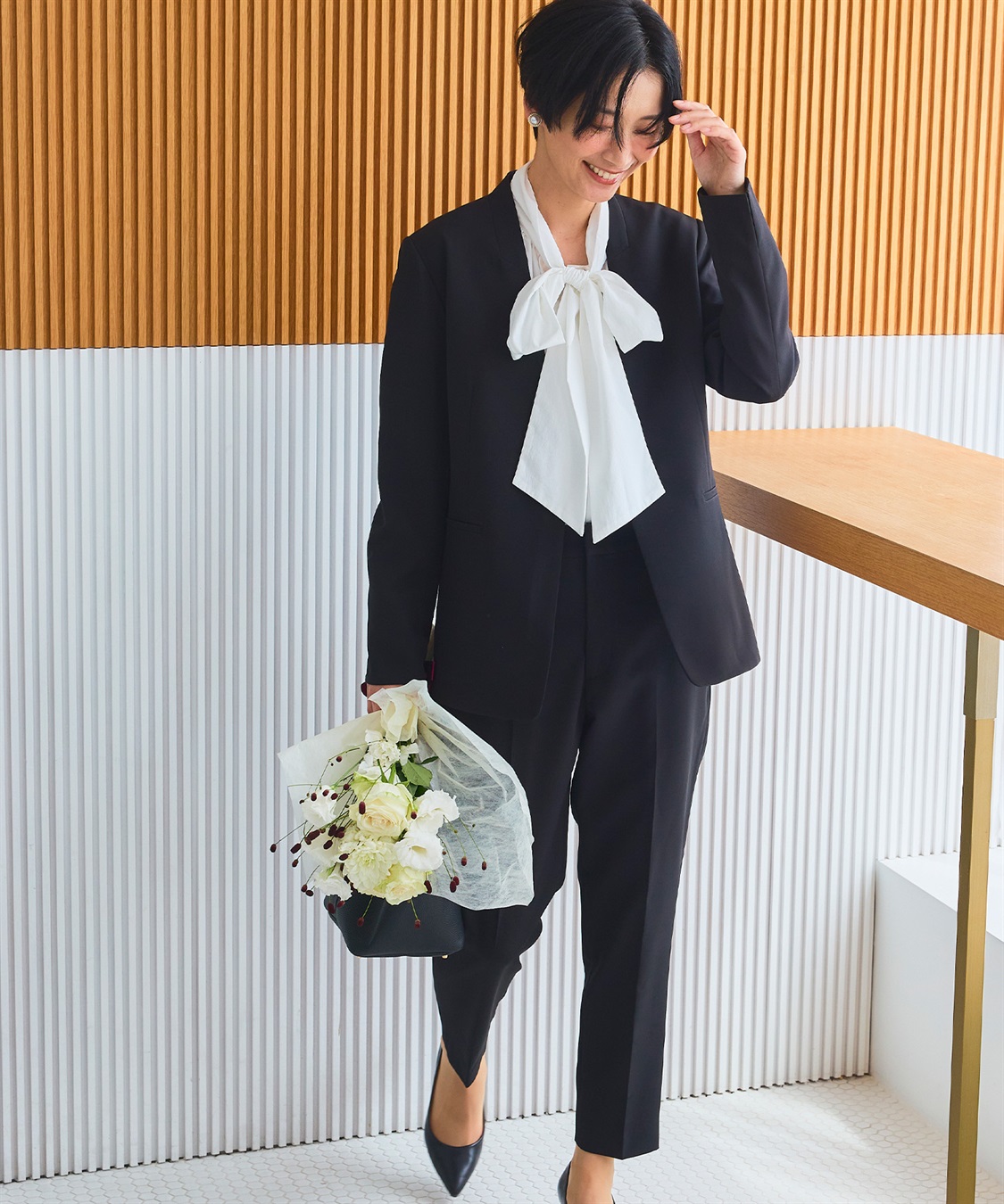 CROSS FUNCTION 《洗える・シワになりにくい》2点セット 正解 ノーカラージャケット&テーパードパンツ_sub_22