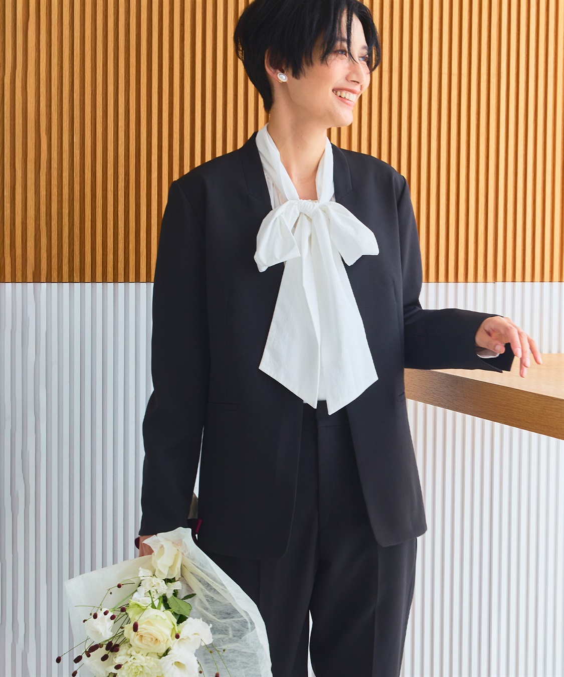 CROSS FUNCTION 《洗える・シワになりにくい》2点セット 正解 ノーカラージャケット&テーパードパンツ_sub_25