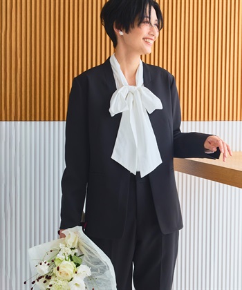 CROSS FUNCTION 《洗える・シワになりにくい》2点セット 正解 ノーカラージャケット&テーパードパンツ_subthumb_25