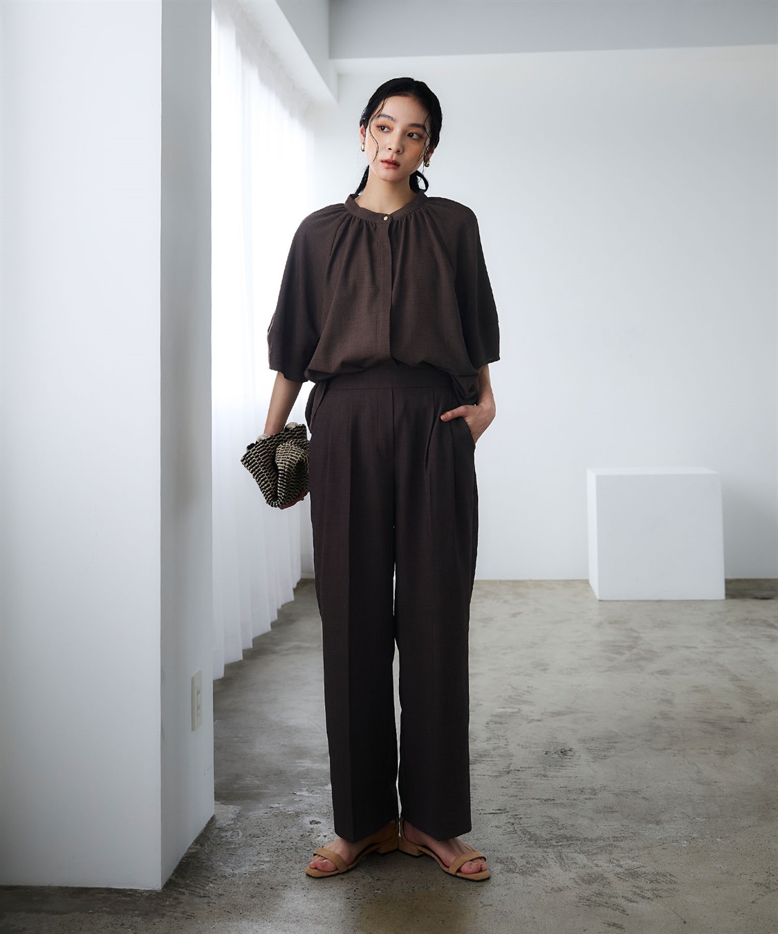 CROSS FUNCTION 《撥水》エブ楽 リネンライクタックセミワイドパンツ_sub_5