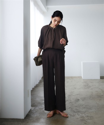CROSS FUNCTION 《撥水》エブ楽 リネンライクタックセミワイドパンツ_subthumb_6