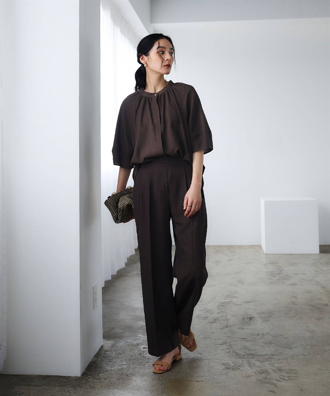 CROSS FUNCTION 《撥水》エブ楽 リネンライクタックセミワイドパンツ_sub_8