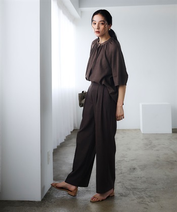 CROSS FUNCTION 《撥水》エブ楽 リネンライクタックセミワイドパンツ_subthumb_10