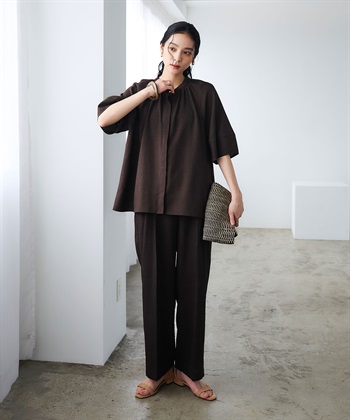 CROSS FUNCTION 《撥水》エブ楽 リネンライクタックセミワイドパンツ_subthumb_13