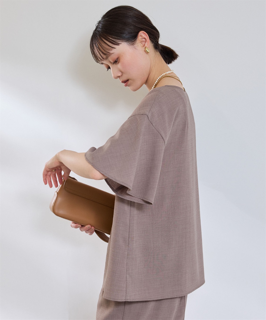 CROSS FUNCTION 《撥水》エブ楽 リネンライクフレアスリーブブラウス_sub_4