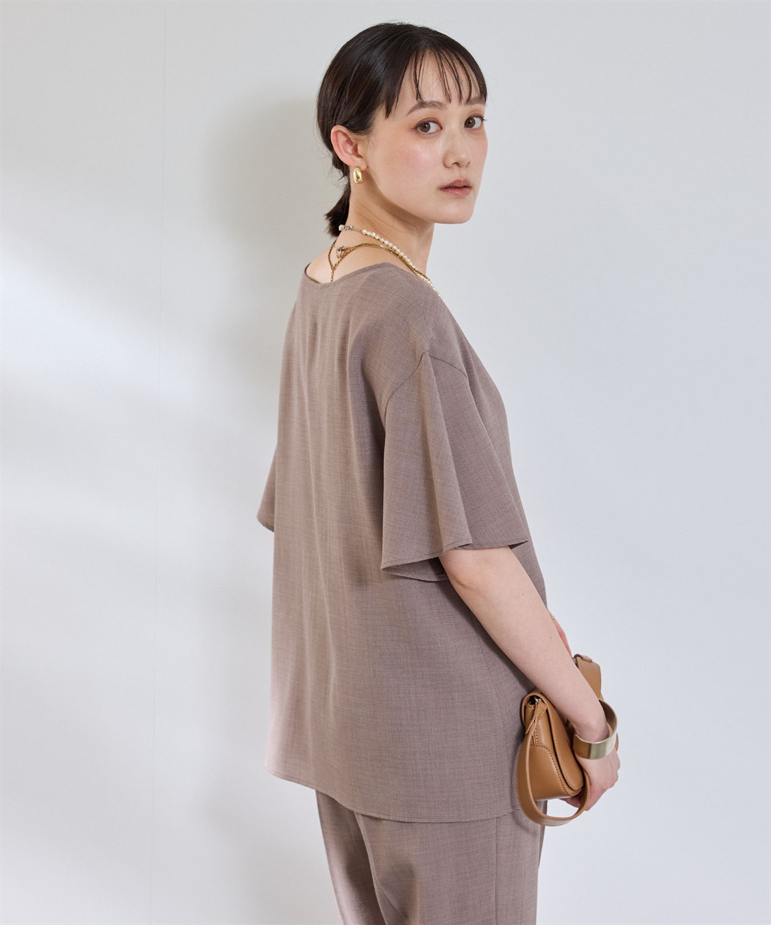 CROSS FUNCTION 《撥水》エブ楽 リネンライクフレアスリーブブラウス_sub_7