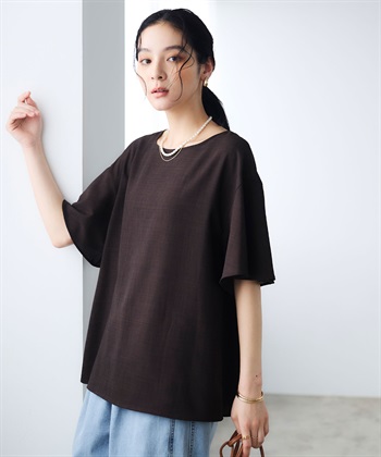 CROSS FUNCTION 《撥水》エブ楽 リネンライクフレアスリーブブラウス_subthumb_16