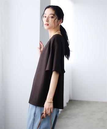 CROSS FUNCTION 《撥水》エブ楽 リネンライクフレアスリーブブラウス_subthumb_19