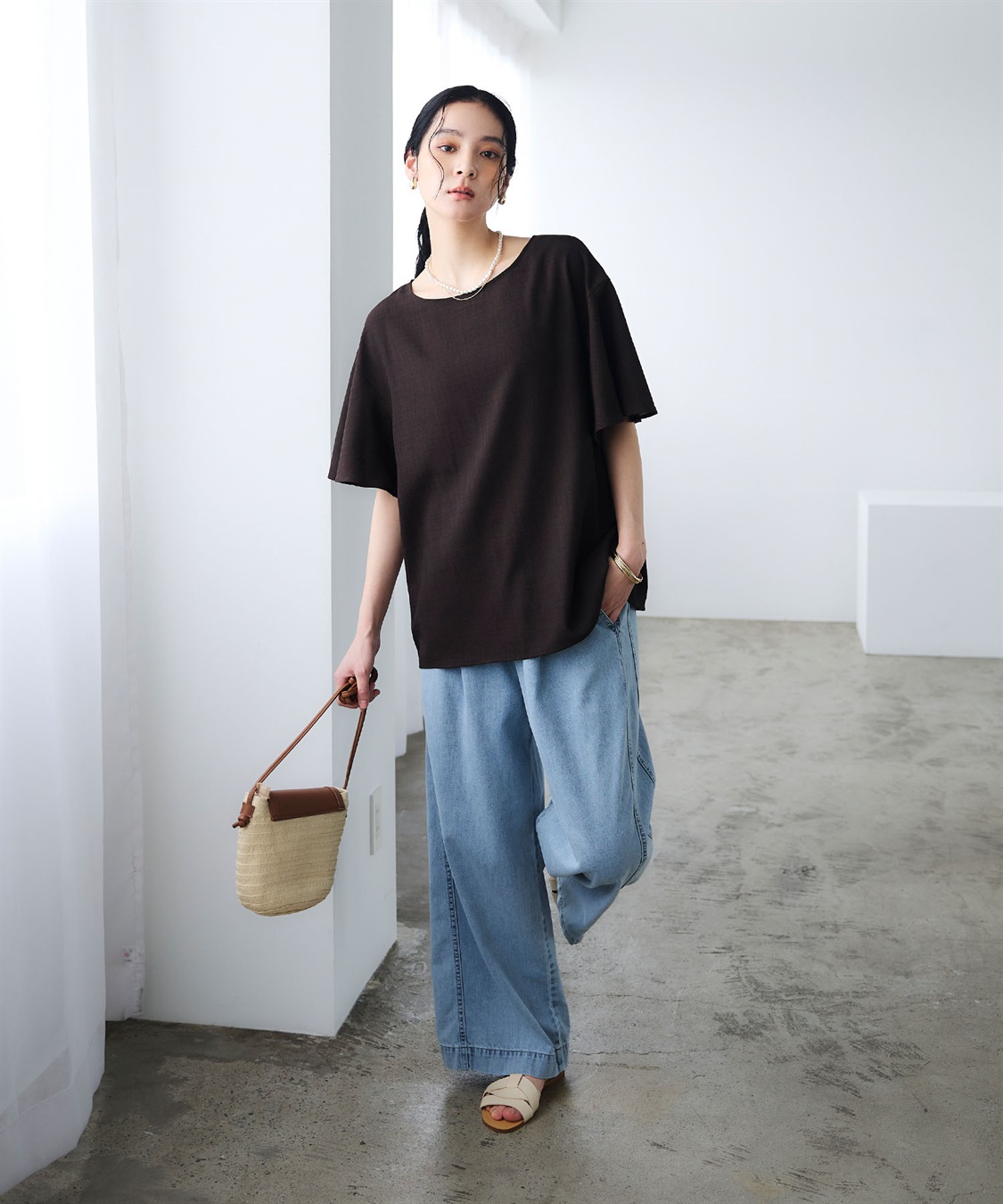 CROSS FUNCTION 《撥水》エブ楽 リネンライクフレアスリーブブラウス_sub_21