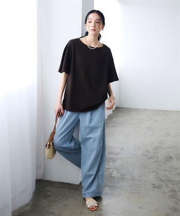 CROSS FUNCTION 《撥水》エブ楽 リネンライクフレアスリーブブラウス_subthumb_23