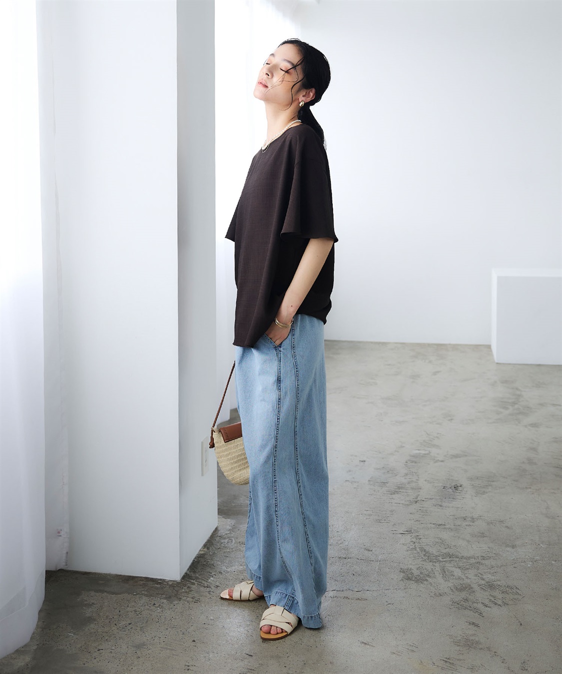 CROSS FUNCTION 《撥水》エブ楽 リネンライクフレアスリーブブラウス_sub_25