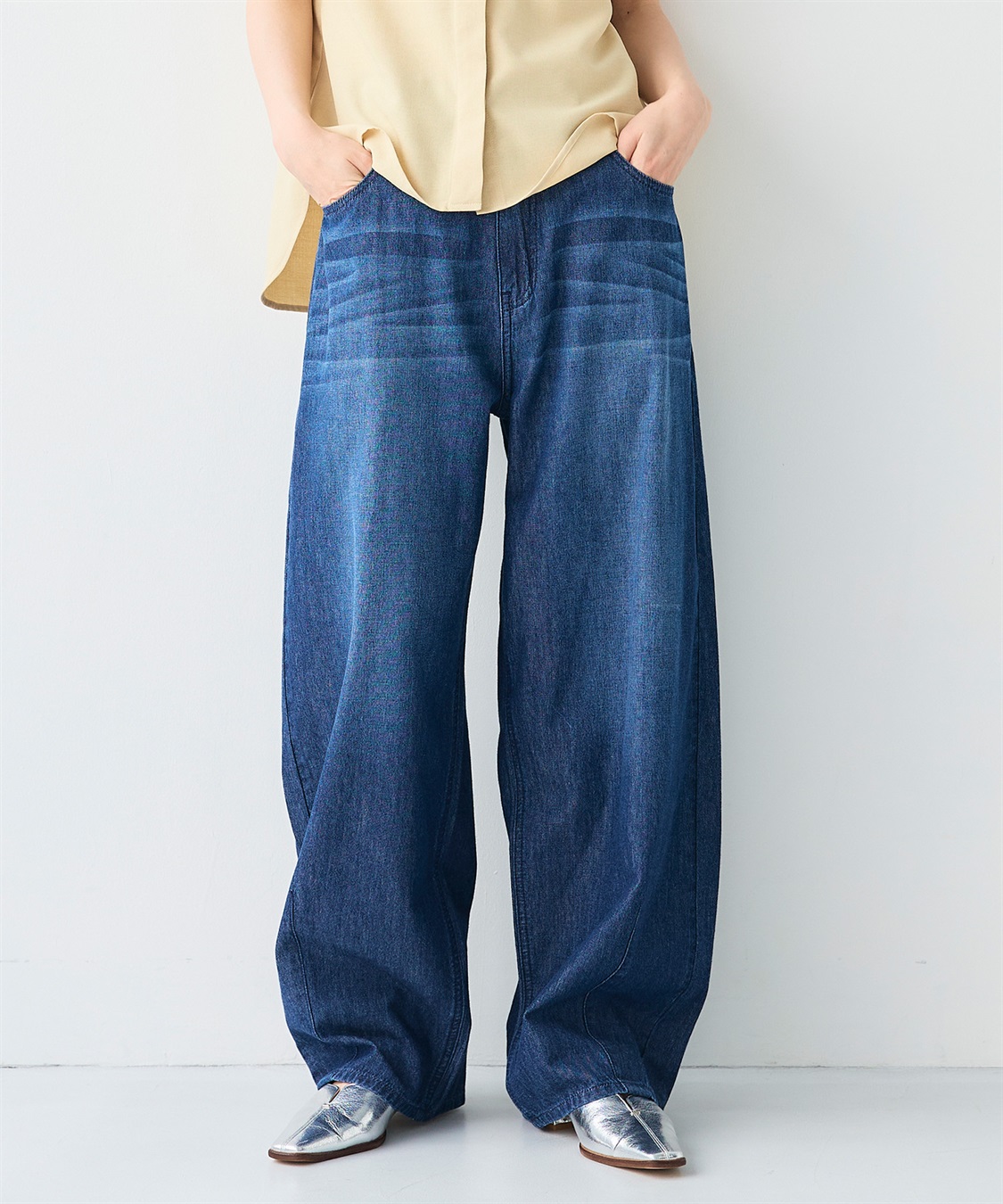 CROSS FUNCTION 《接触冷感》エブ楽 バレルカーブライトオンスデニムパンツ_sub_1