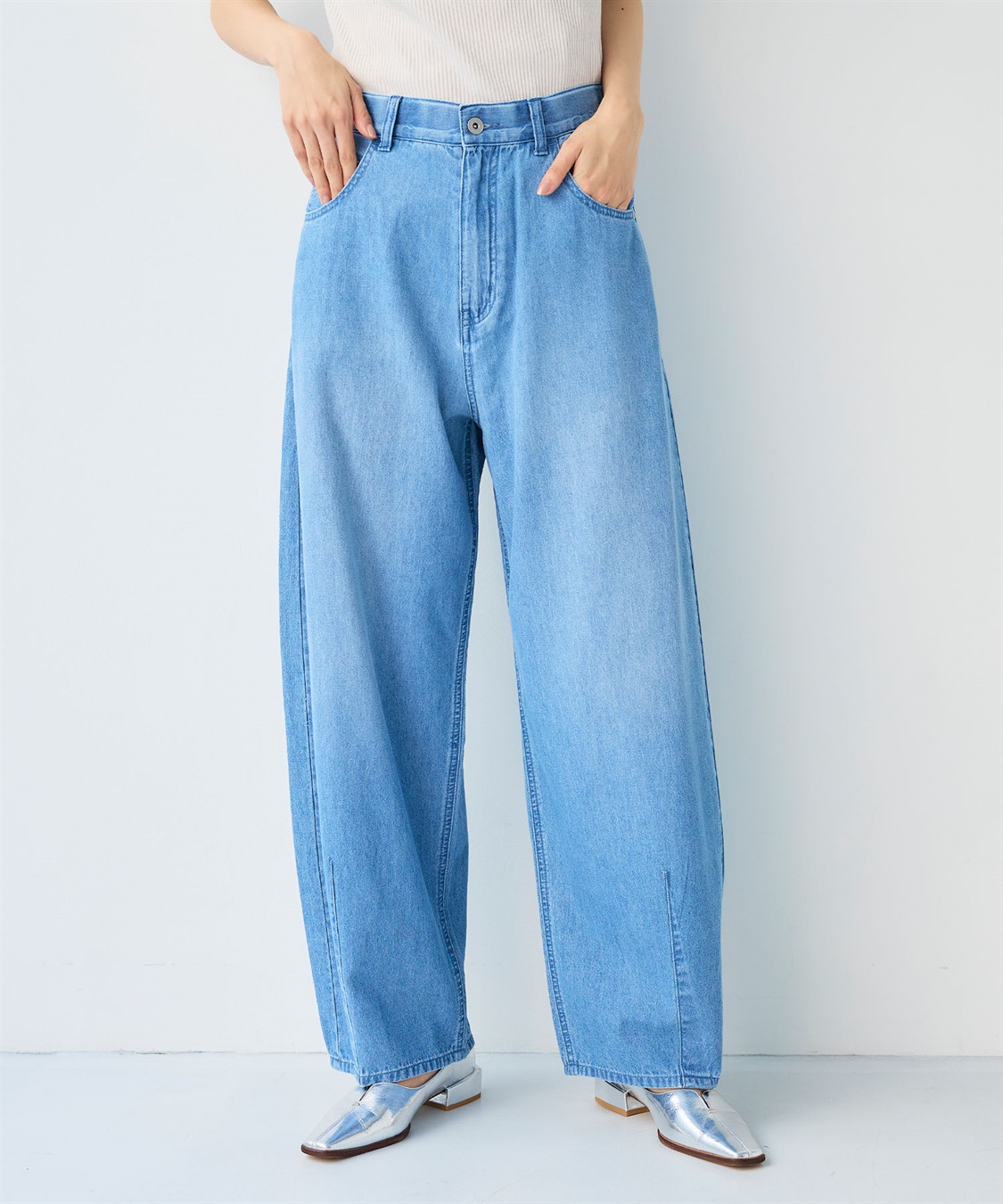 CROSS FUNCTION 《接触冷感》エブ楽 バレルカーブライトオンスデニムパンツ_sub_2