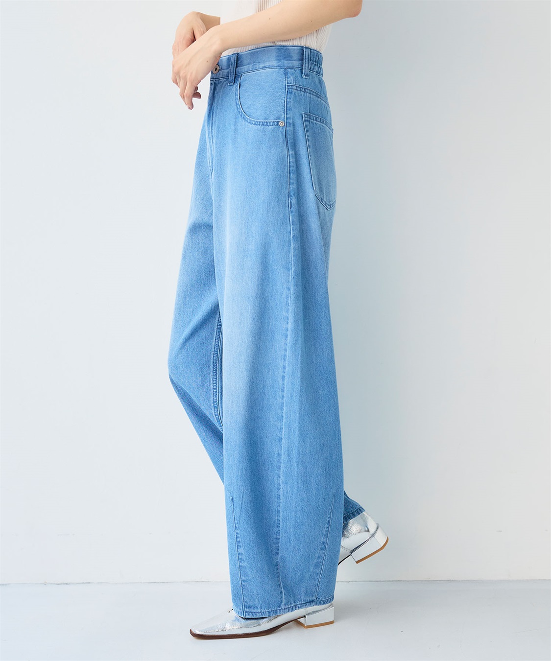 CROSS FUNCTION 《接触冷感》エブ楽 バレルカーブライトオンスデニムパンツ_sub_3