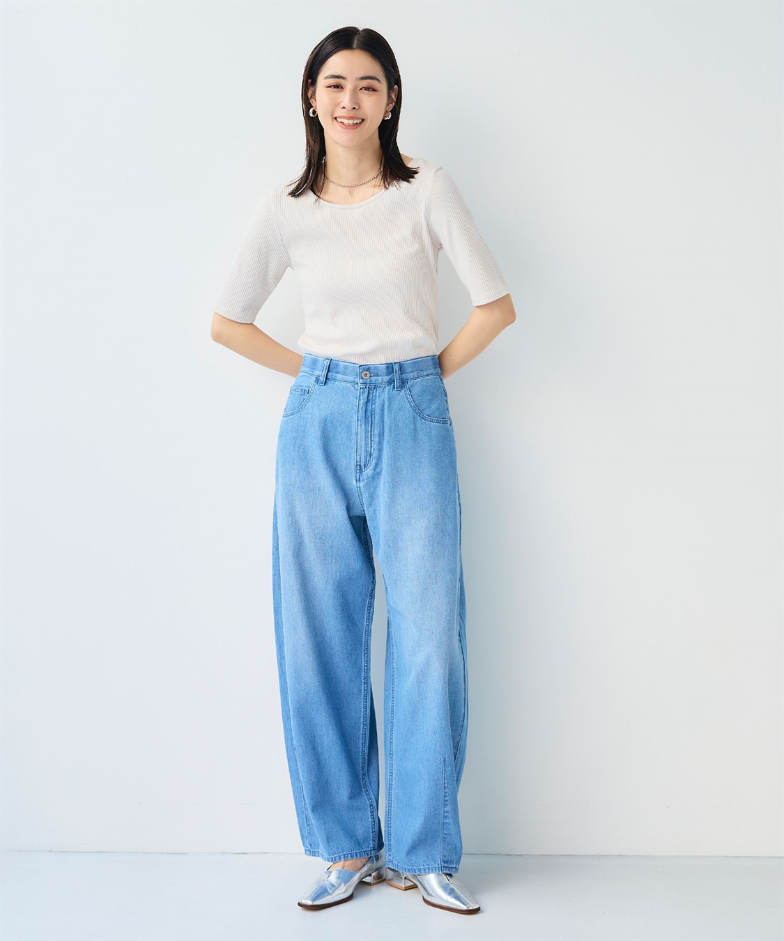 CROSS FUNCTION 《接触冷感》エブ楽 バレルカーブライトオンスデニムパンツ_sub_8