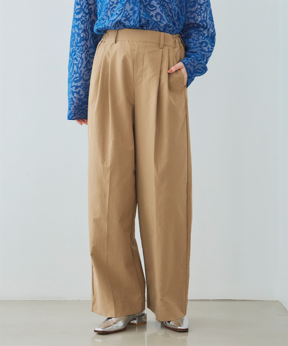 CROSS FUNCTION 《UV/吸水速乾》エブ楽 タックワイドパンツ_sub_2