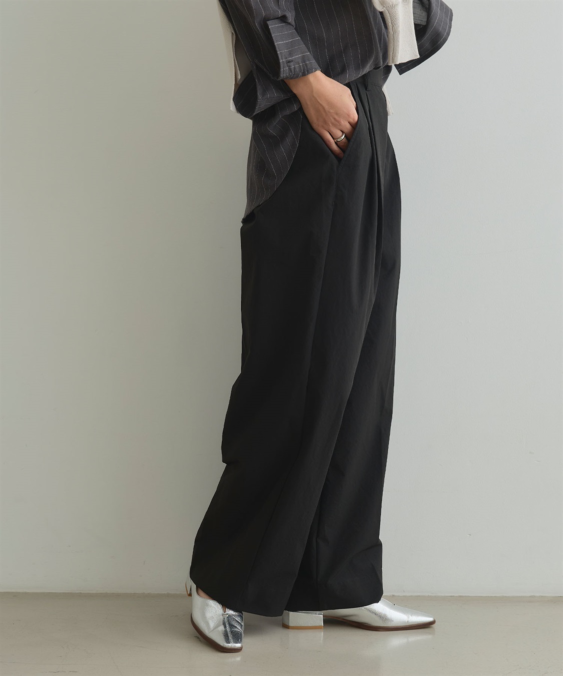 CROSS FUNCTION 《UV/吸水速乾》エブ楽 タックワイドパンツ_sub_4