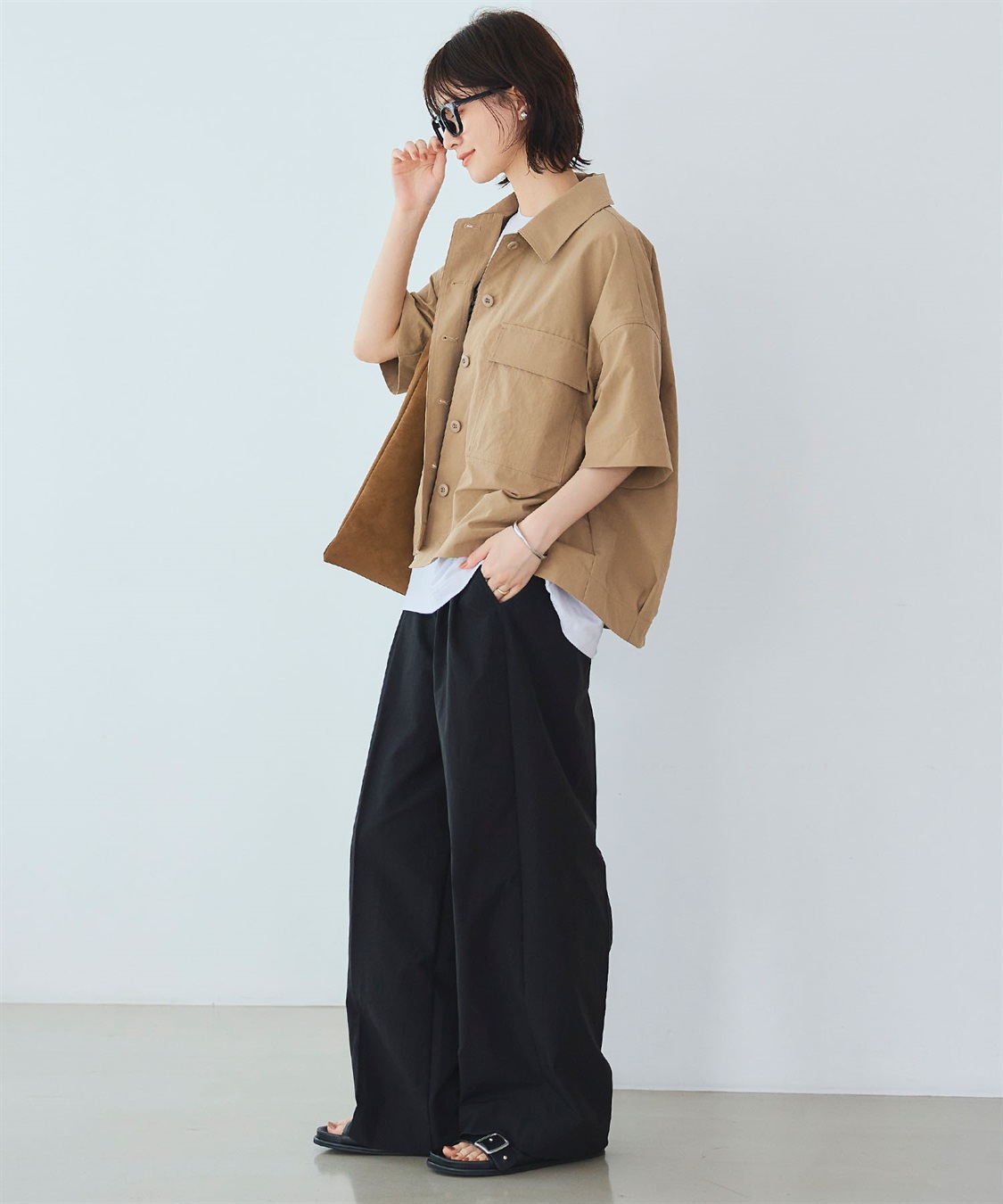 CROSS FUNCTION 《UV/吸水速乾》エブ楽 タックワイドパンツ_sub_10